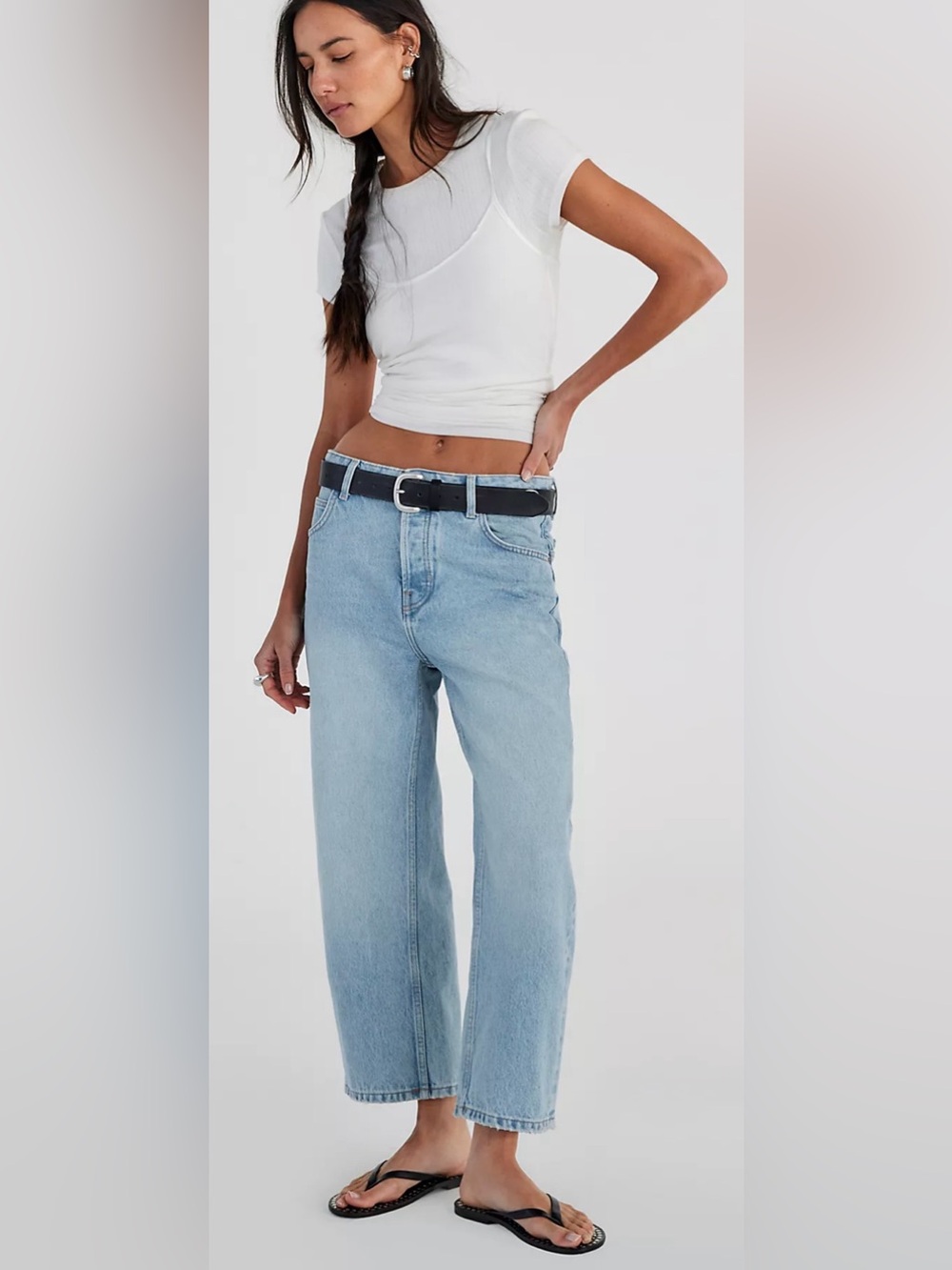 We the Free People Deep Trance 31 Dropped Boyfriend Jeans Light Blue NWOT $128